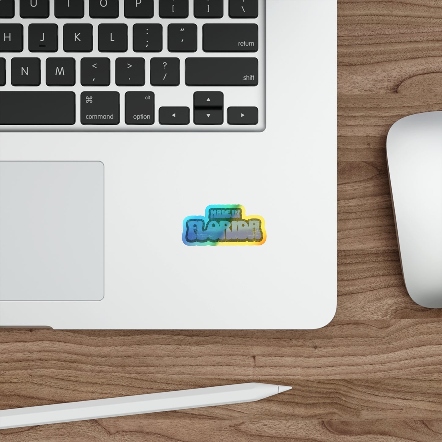 Made in Florida Holographic Vinyl Decal - Ocean Blue