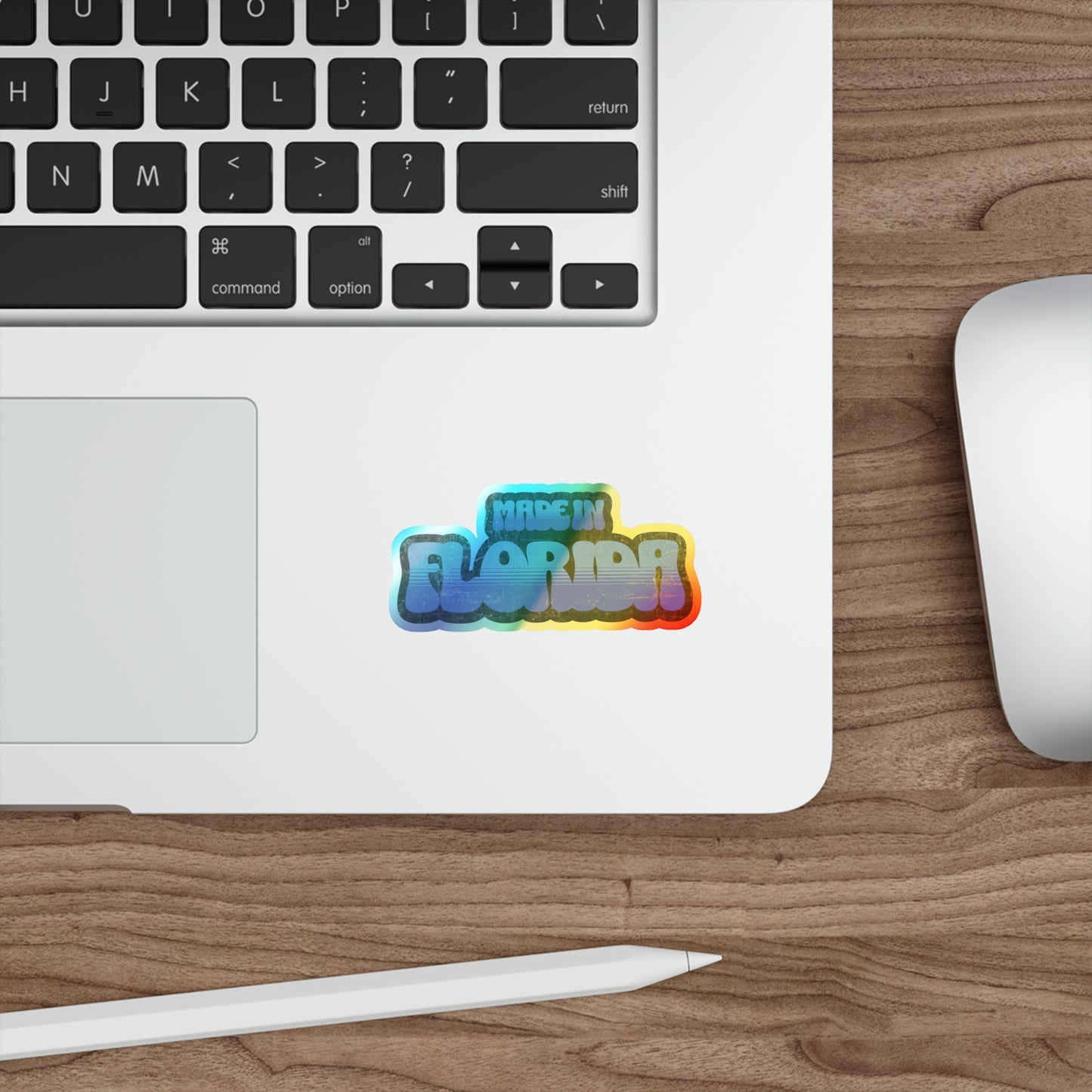 Made in Florida Holographic Vinyl Decal - Ocean Blue