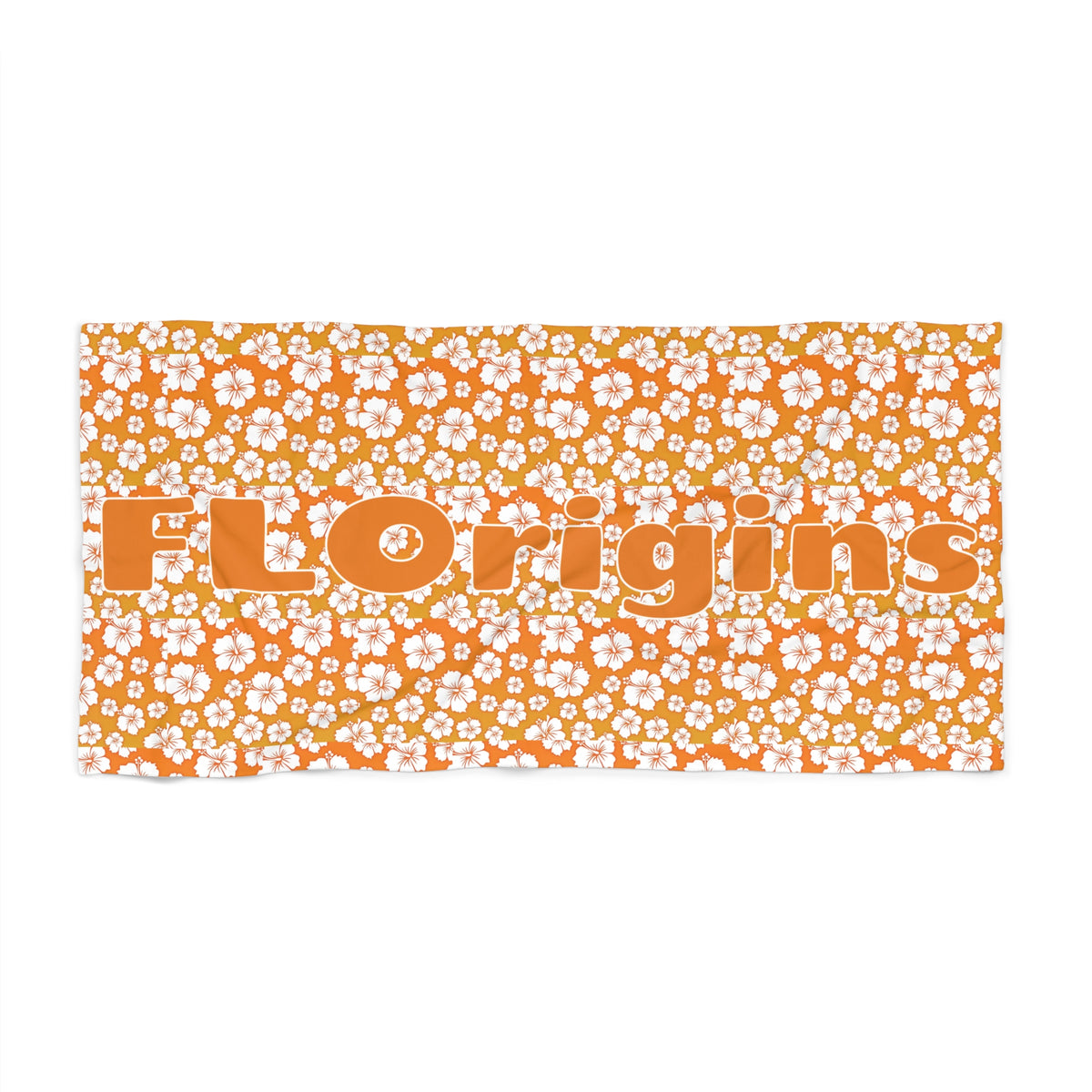 Tangerine Dream Retro Floral Heavyweight Luxury Beach Towel