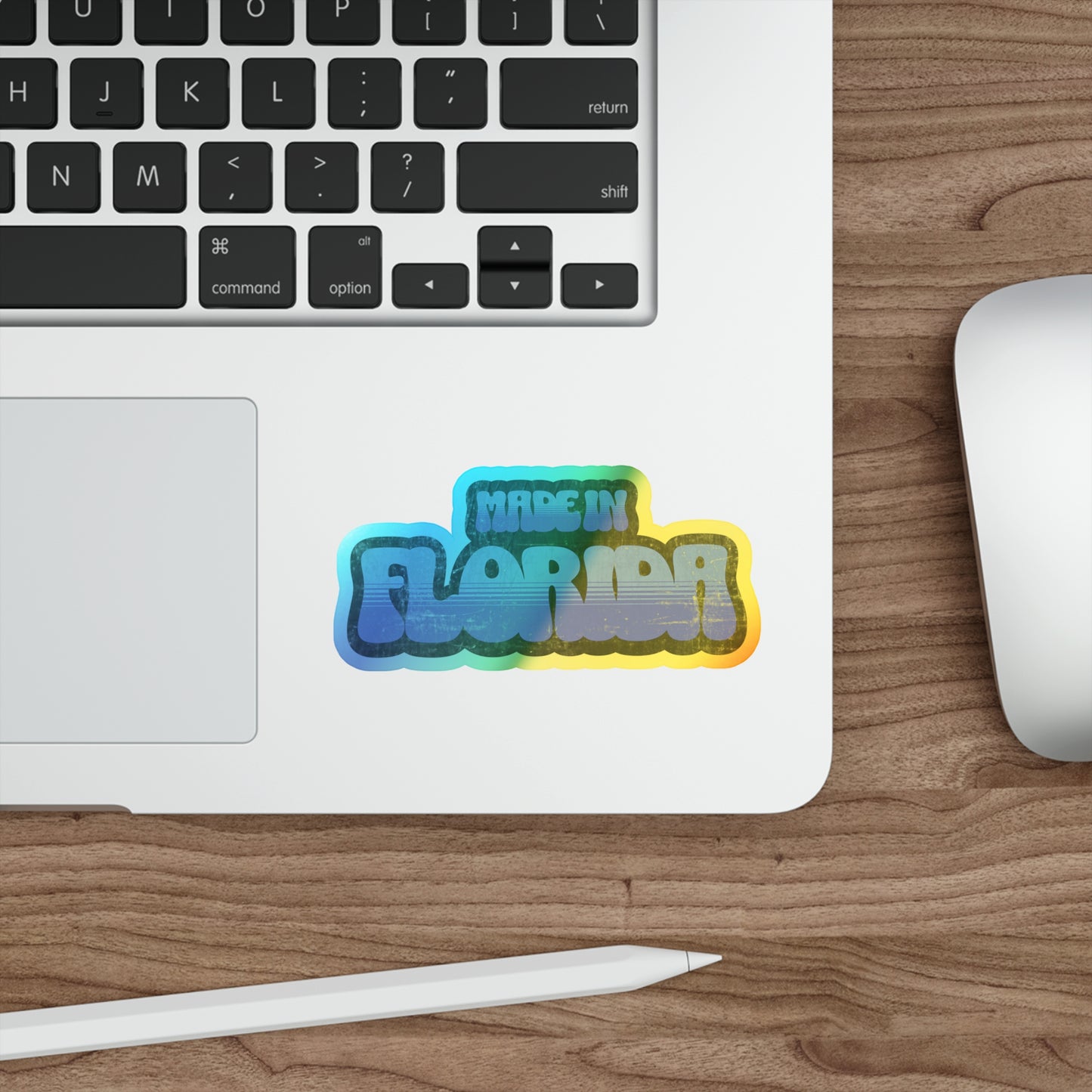 Made in Florida Holographic Vinyl Decal - Ocean Blue