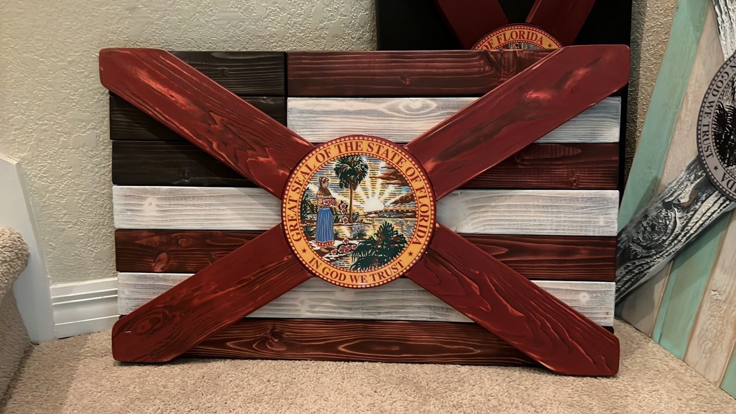 Florica Solid Wood Florida + American Flag