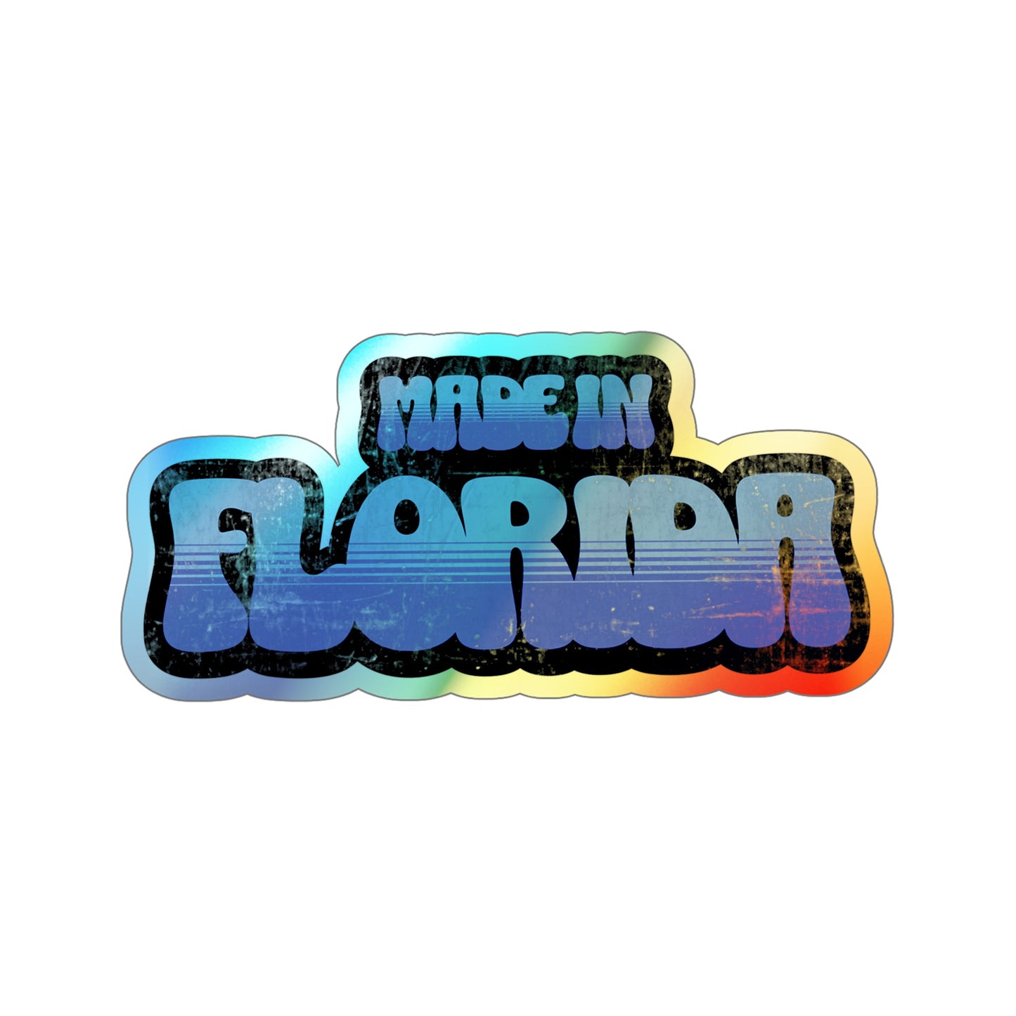 Made in Florida Holographic Vinyl Decal - Ocean Blue