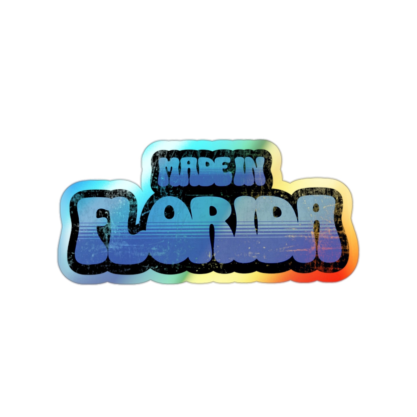 Made in Florida Holographic Vinyl Decal - Ocean Blue