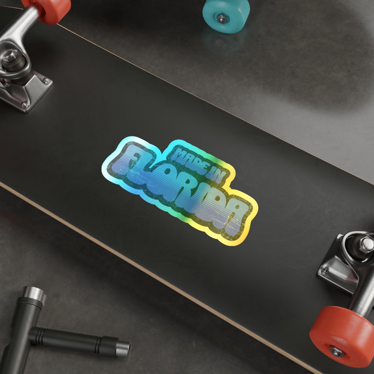 Made in Florida Holographic Vinyl Decal - Ocean Blue