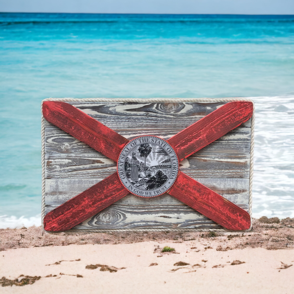 Cape Coral Solid Wood Florida Flag