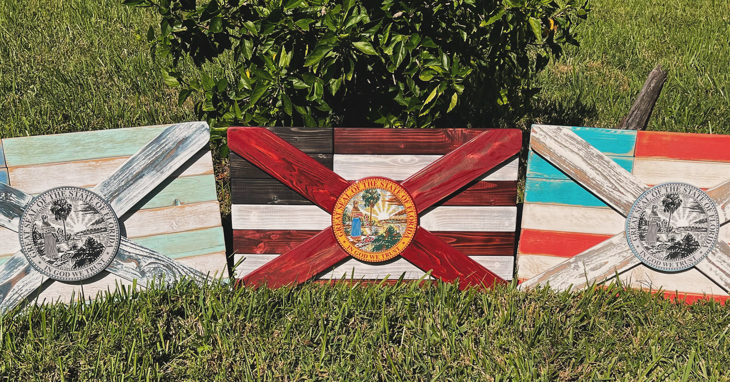 Florica Biscayne Solid Wood Florida/American Flag