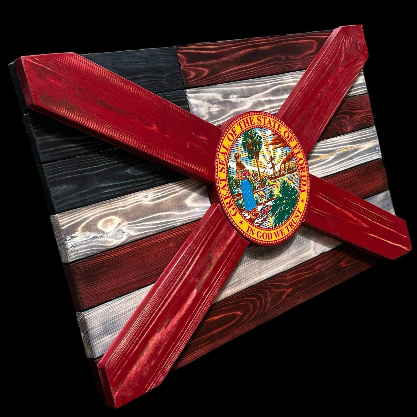 Florica Solid Wood Florida + American Flag