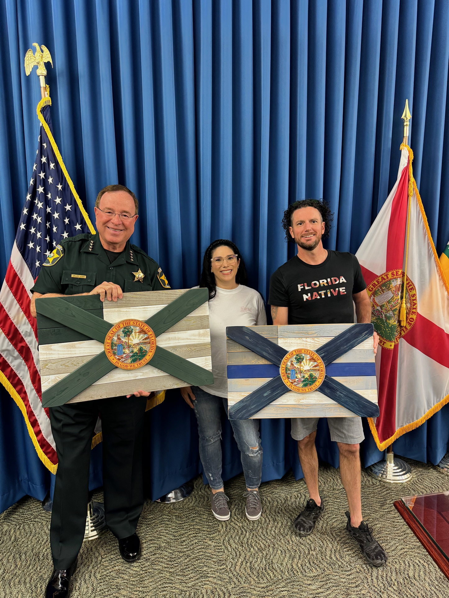 Line of Duty Solid Wood Florida + American Flag