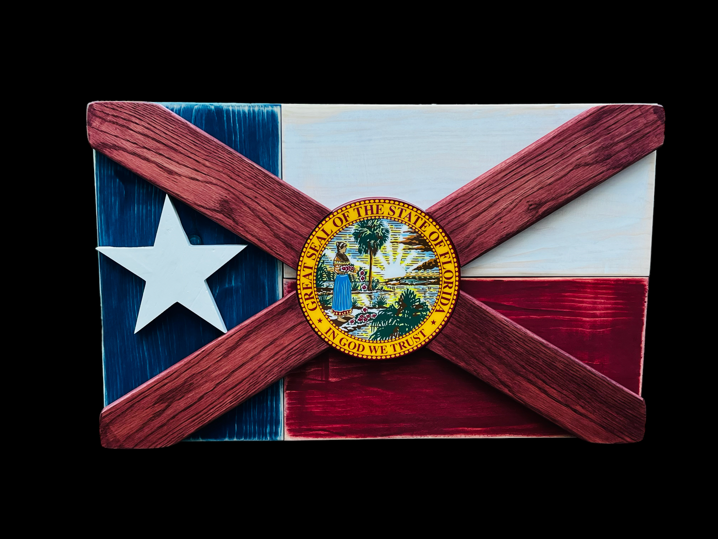 Flexas Solid Wood Florida/Texas Flag