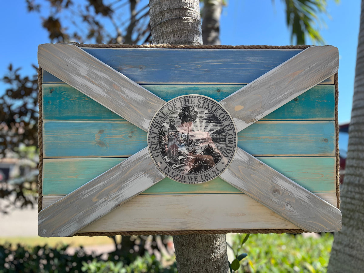 Bougie Beach Solid Wood Florida Flag