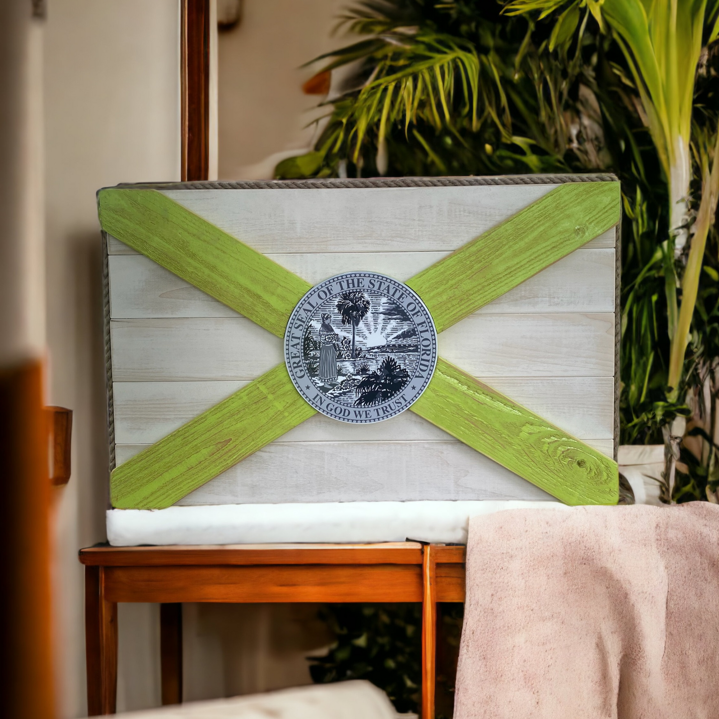 Key Lime Solid Wood Florida Flag