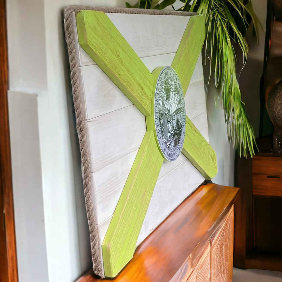 Key Lime Solid Wood Florida Flag