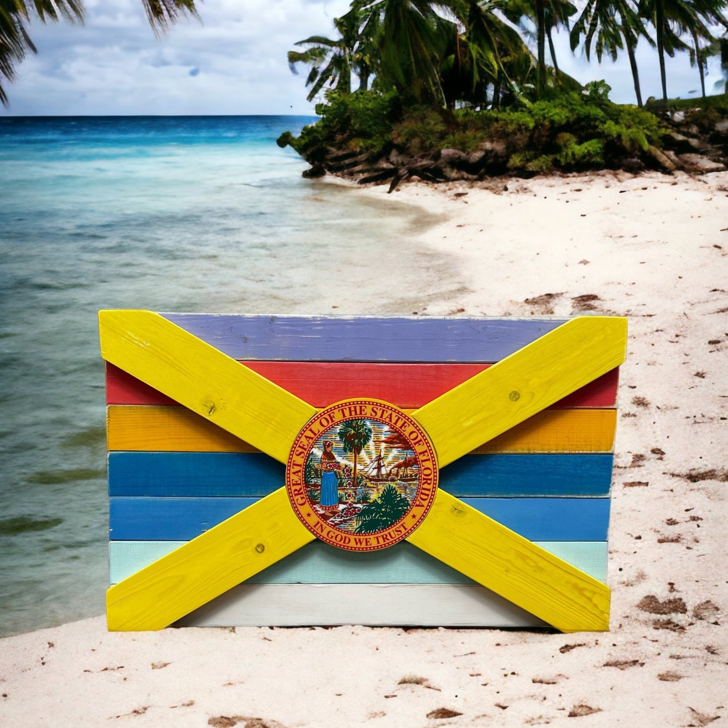Sunshine State of Mind Solid Wood Florida Flag