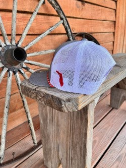 Stop Moving to Florida Trucker – Heather Gray/White/Red Rope 🌴🚫🧳