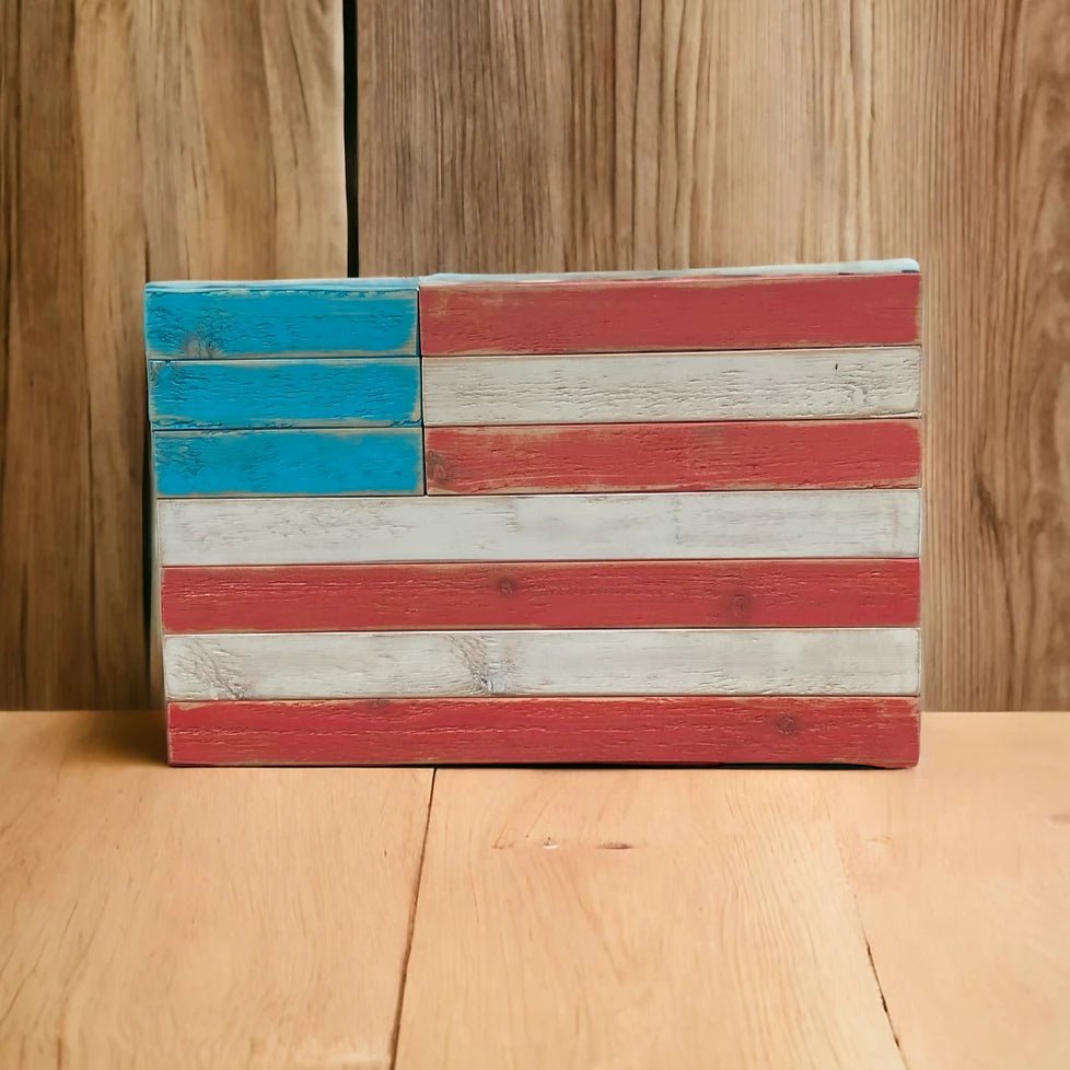'Merica Biscayne Solid Wood American Flag - Native Artistry