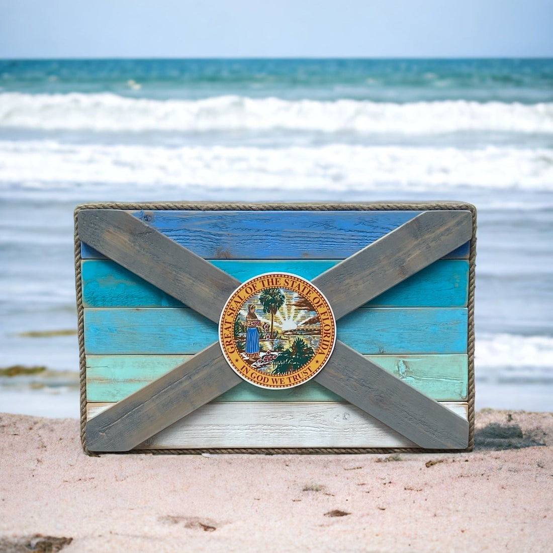 Embrace the Coastal Lifestyle with the Old Salt Solid Wood Florida Flag - Native Artistry