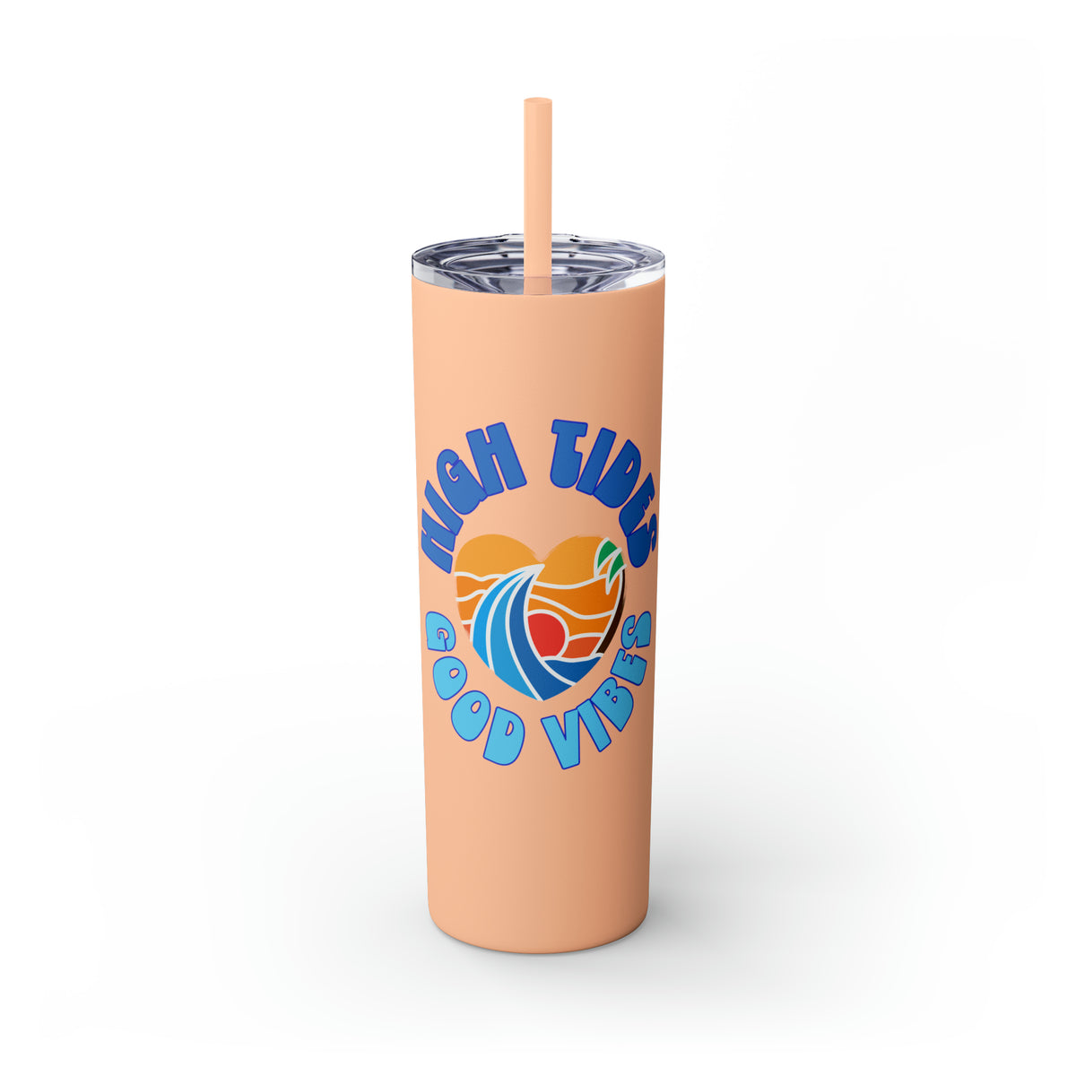 High Tides Good Vibes Skinny Tumbler with Straw, 20oz