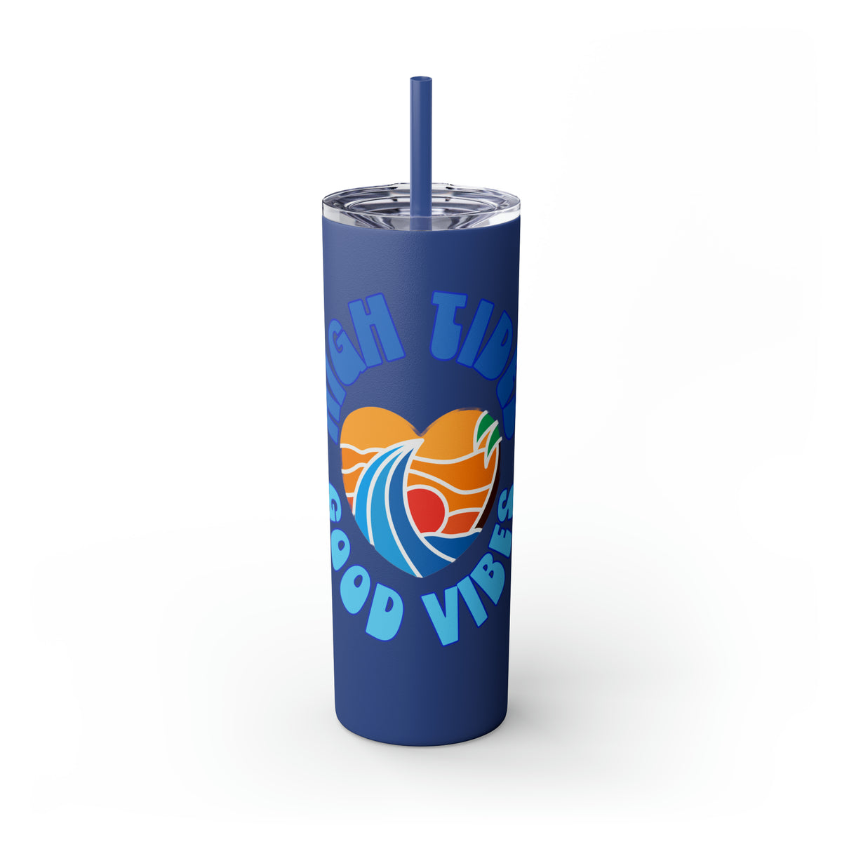 High Tides Good Vibes Skinny Tumbler with Straw, 20oz