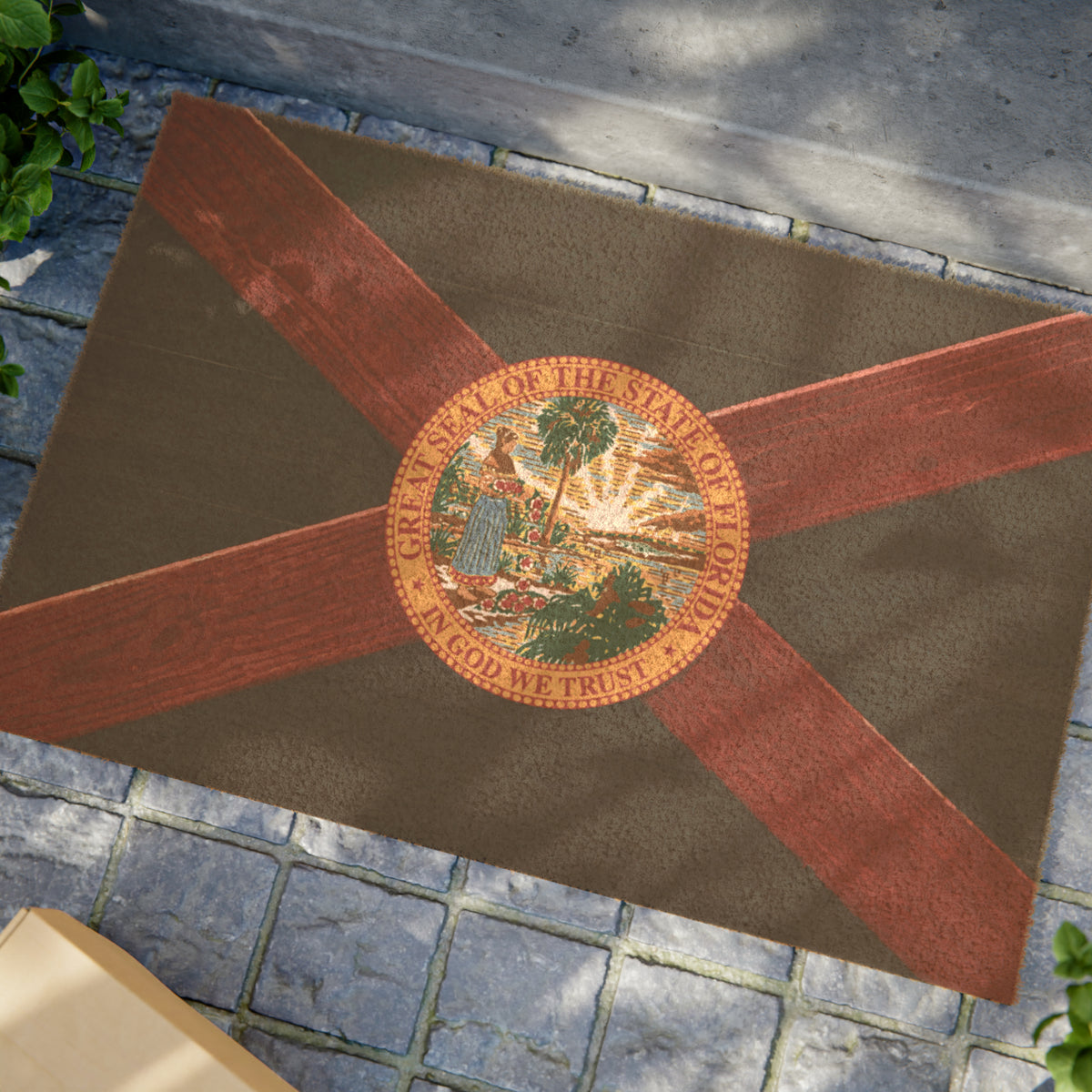 Tomahawk Florida Flag Natural Coconut Fiber Outdoor Doormat