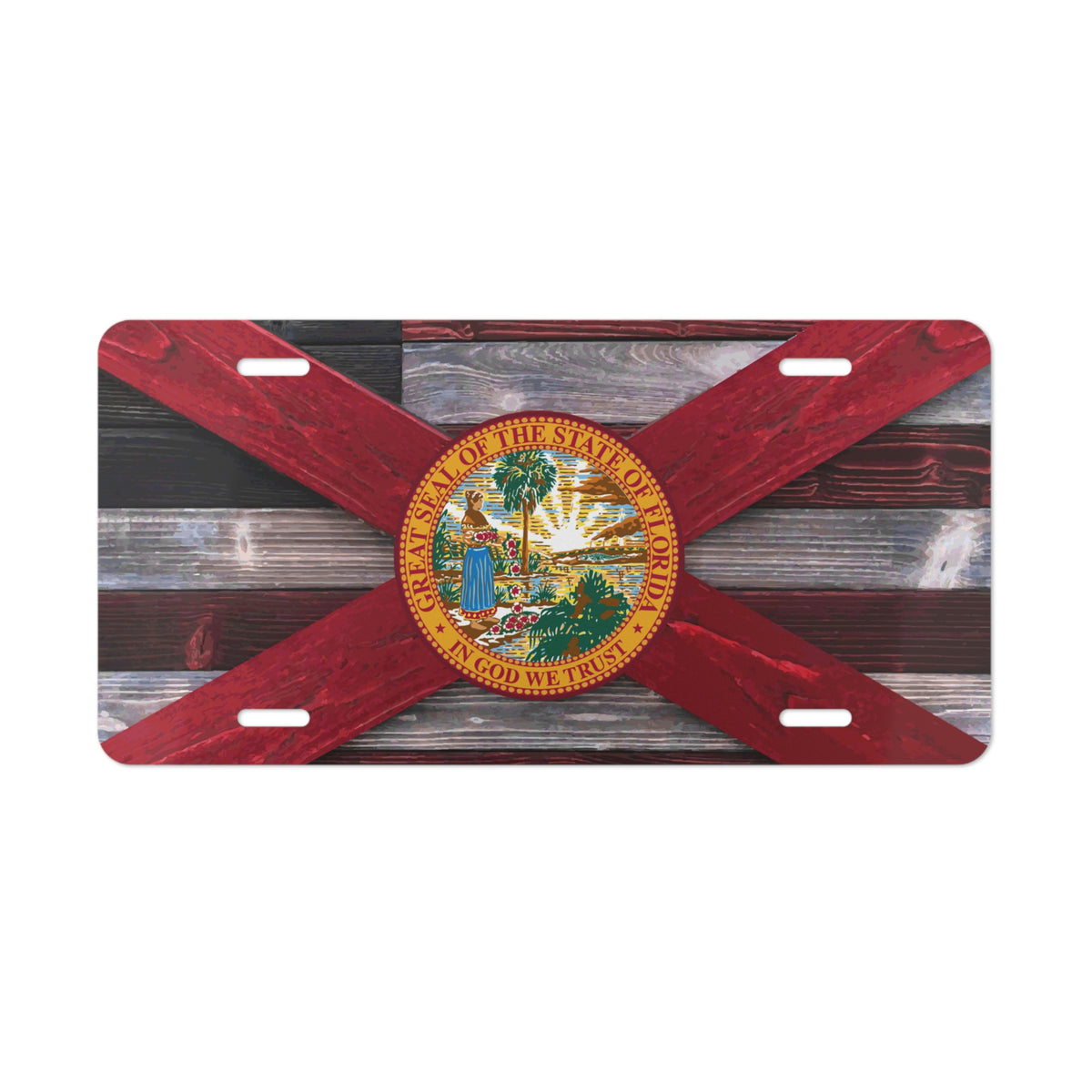 Florica Florida + American Flag License Plate