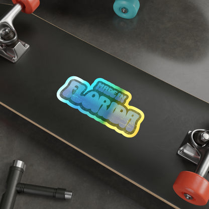 Made in Florida Holographic Vinyl Decal - Ocean Blue