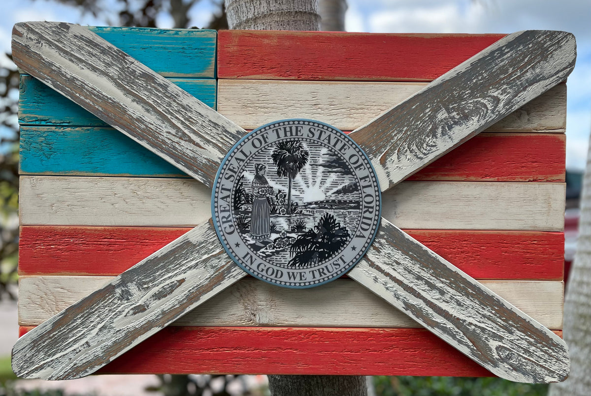 Florica Biscayne Solid Wood Florida/American Flag
