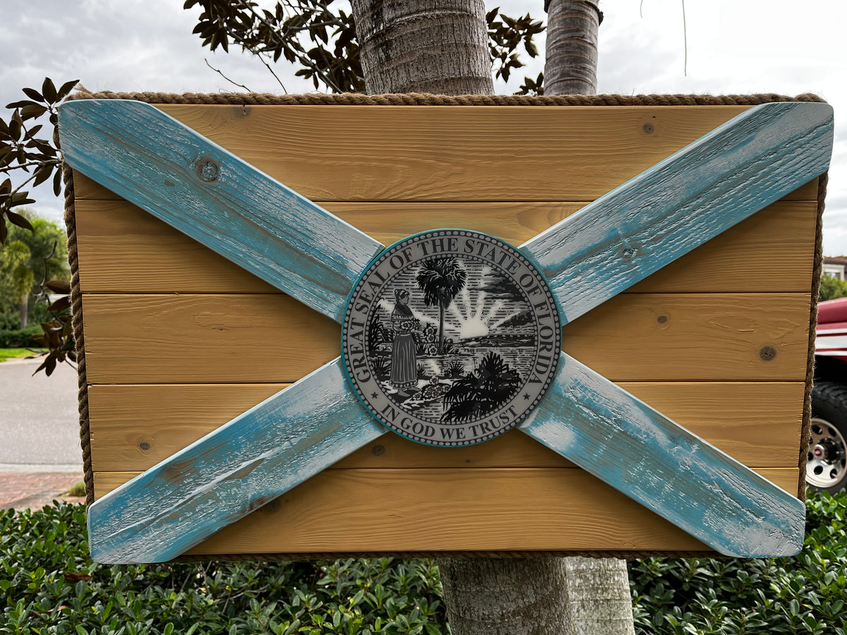 Islamorada Solid Wood Florida Flag