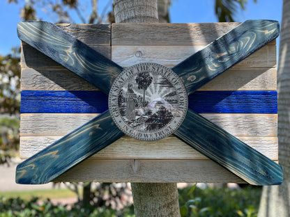 Line of Duty Solid Wood Florida + American Flag