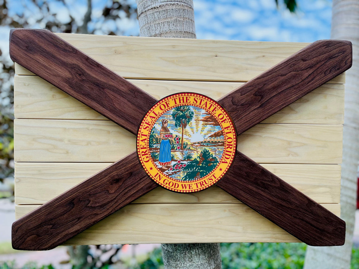 Black Walnut & Poplar Solid Wood Florida Flag