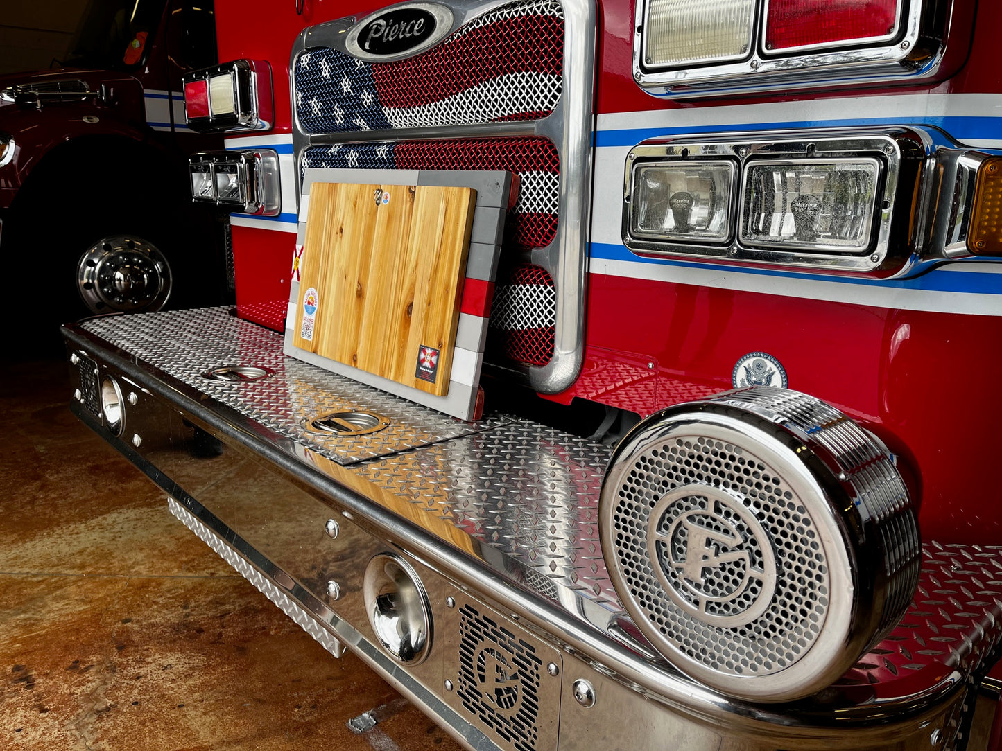 Red Line of Courage Solid Wood Florida + American Flag