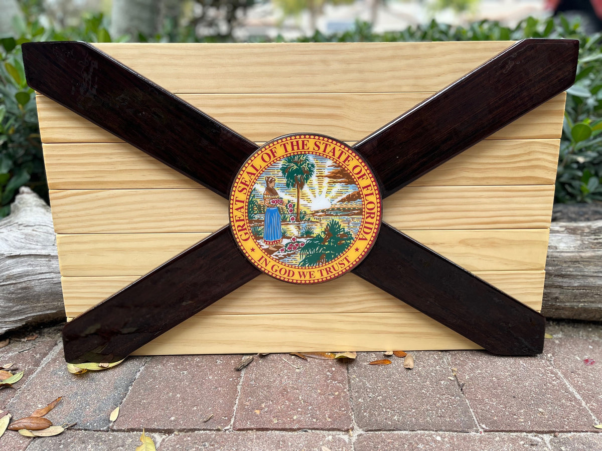 Select Pine & African Wenge Solid Wood Florida Flag