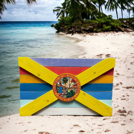 Sunshine State of Mind Solid Wood Florida Flag