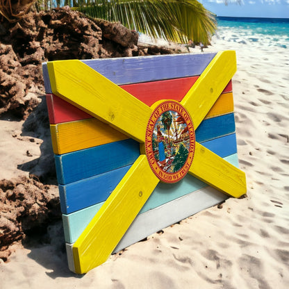 Sunshine State of Mind Solid Wood Florida Flag