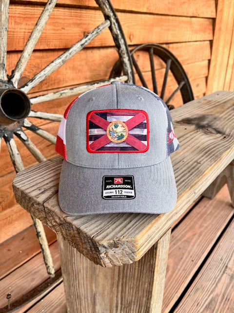 United State of Florida Trucker - Heather Gray/Flag ❤️🤍💙