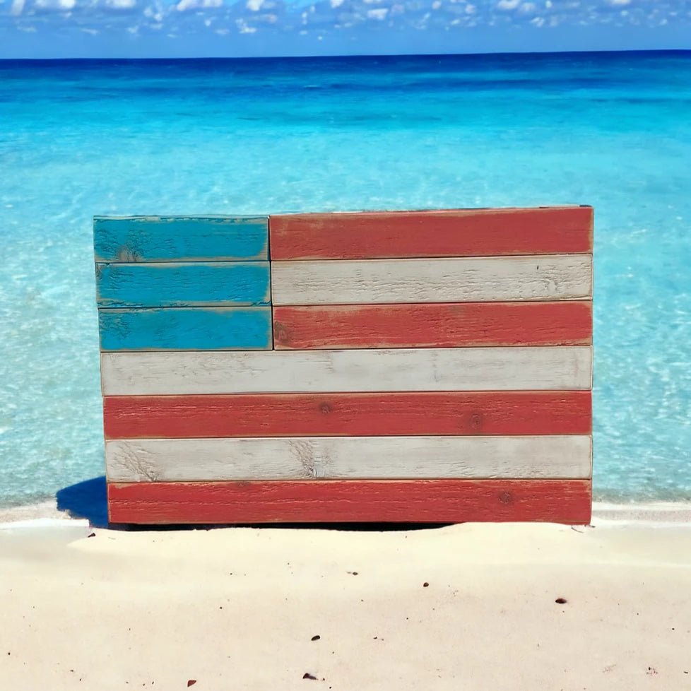 'Merica Biscayne Solid Wood American Flag - Native Artistry